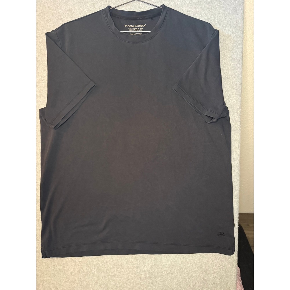 Banana Republic Luxe Touch Tee Mens Large Black 100% Cotton Short Sleeve T-Shirt